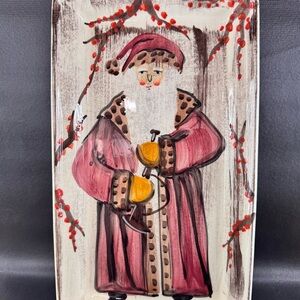 Zrike Yuletide Old World Santa Serving Platter Hand Painted Italy 14”